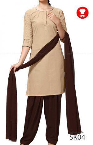Biscuit-Beige-Coffee-Poly-Cotton-stitched-Salwar-Kameez-Dress-for-Cleaning-Staff--Housekeeping-Ladies