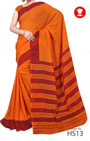 Orange Border Housekeeping Saree