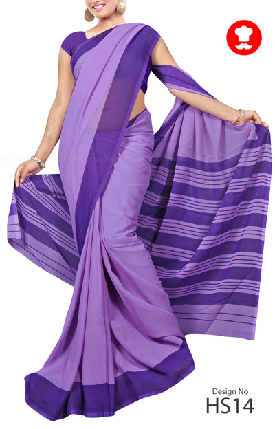 Purple Border Saree For Housekeeping & Facility Services