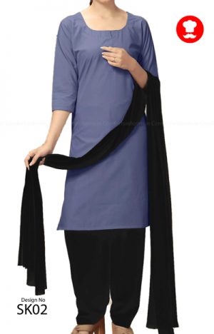 Dark-Grey--Ash-Black-Poly-Cotton-Salwar-Kameez--for-Support-Staff-Uniforms-housekeeping-ladies-staff-woman
