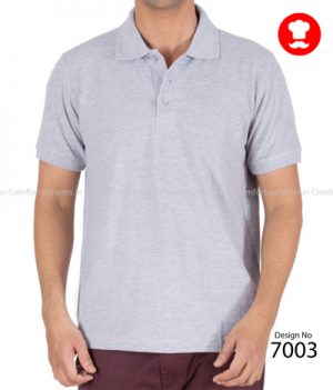 Grey Melange Collar T Shirt for Housekeeping