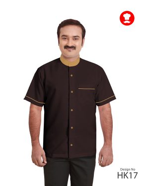 Brown Housekeeping Shirt With Beige Collar