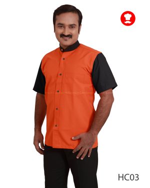 -Orange Housekeeping Shirt With Black Sleeves & Collar