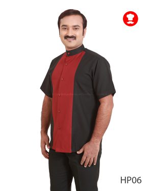 -Black Housekeeping Shirt With Maroon Front